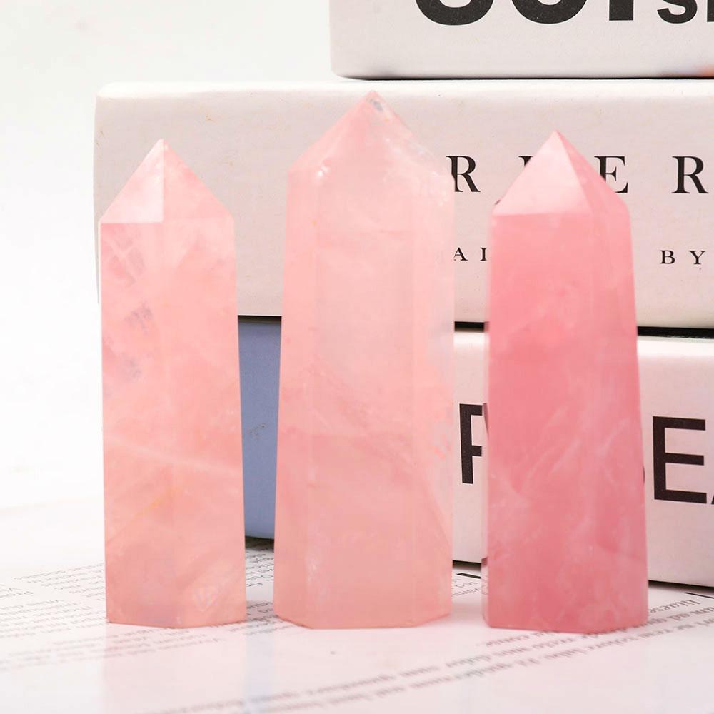 Set of 3 Rose Quartz Points Wholesale Crystals