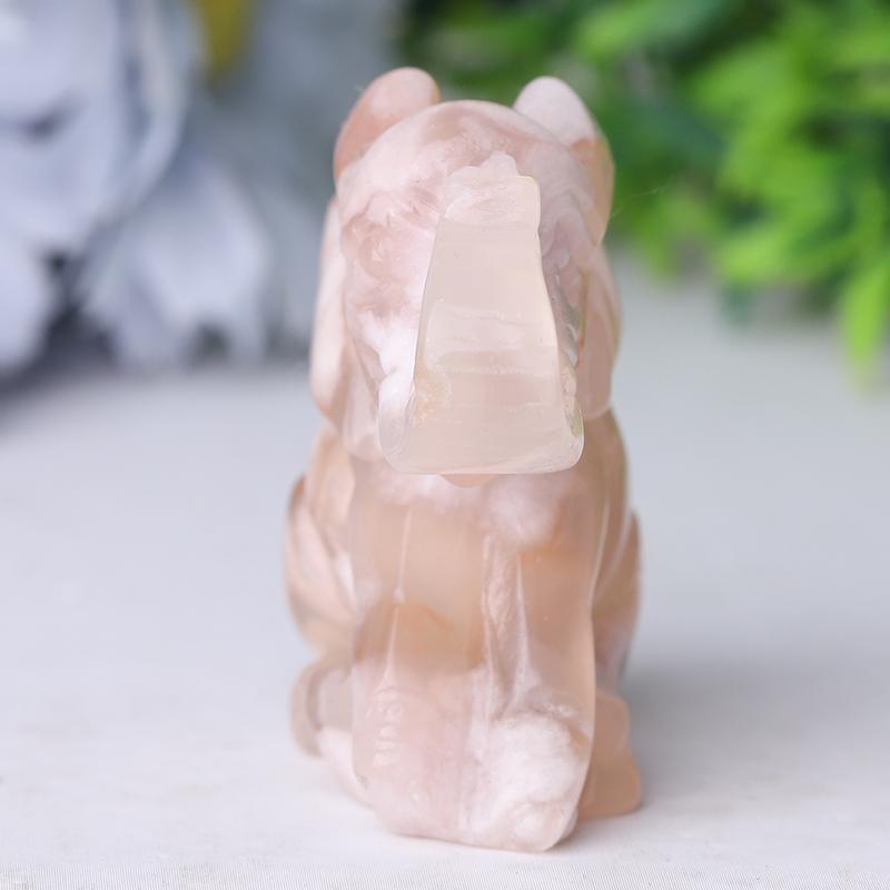 2" Flower Agate Elephant Crystal Carvings Wholesale Crystals