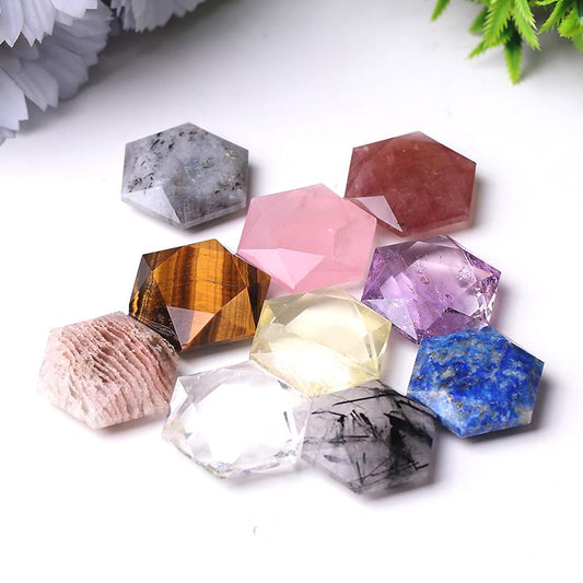 1" Crystal Hexagon Pocket Stone  for Pendant for DIY Wholesale Crystals