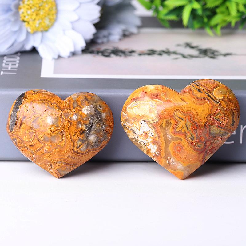 2.0-2.5" Crazy Agate Heart Shape Crystal Carving Wholesale Crystals