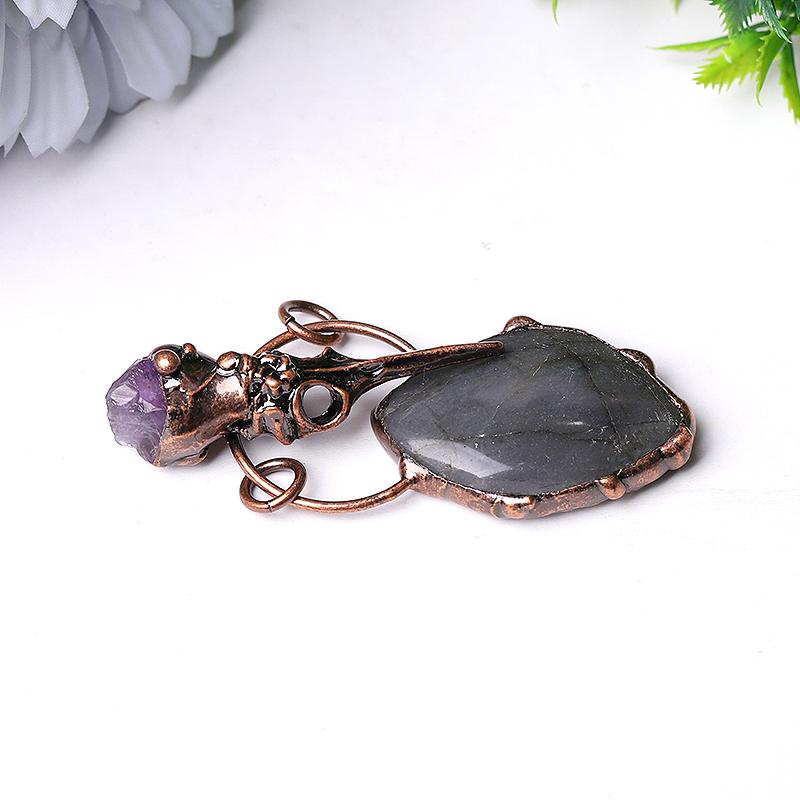 2.5" Labradorite with Amethyst Pendant for Jewelry DIY Wholesale Crystals