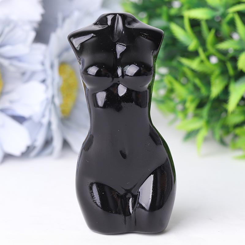 3" Black Obsidian Woman Model Body Crystal Carvings Wholesale Crystals