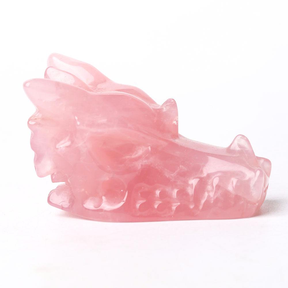 Rose Quartz Dragon Head Carving for Decoration Wholesale Crystals