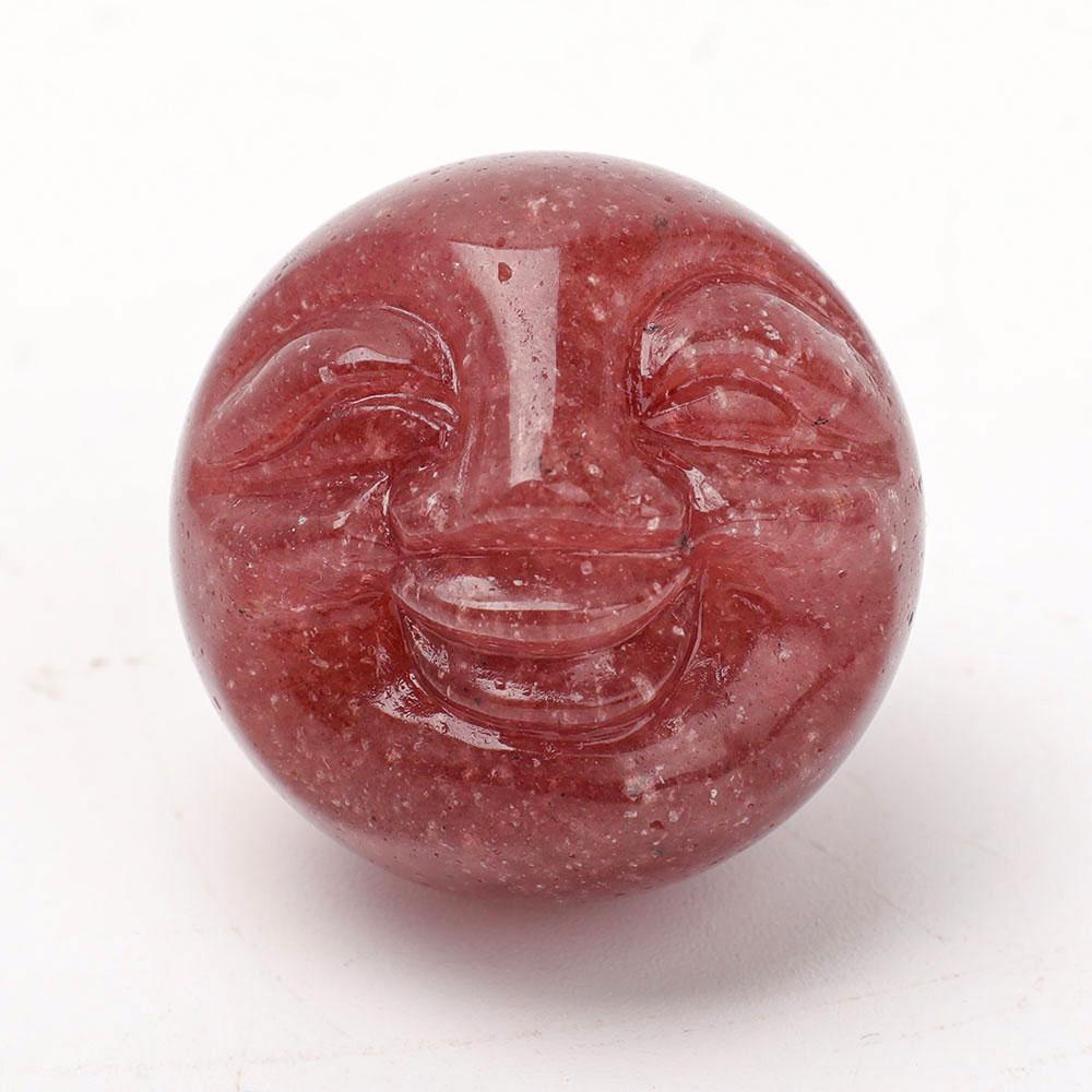 Rose Quartz Strawberry Carving Smile Face Wholesale Crystals