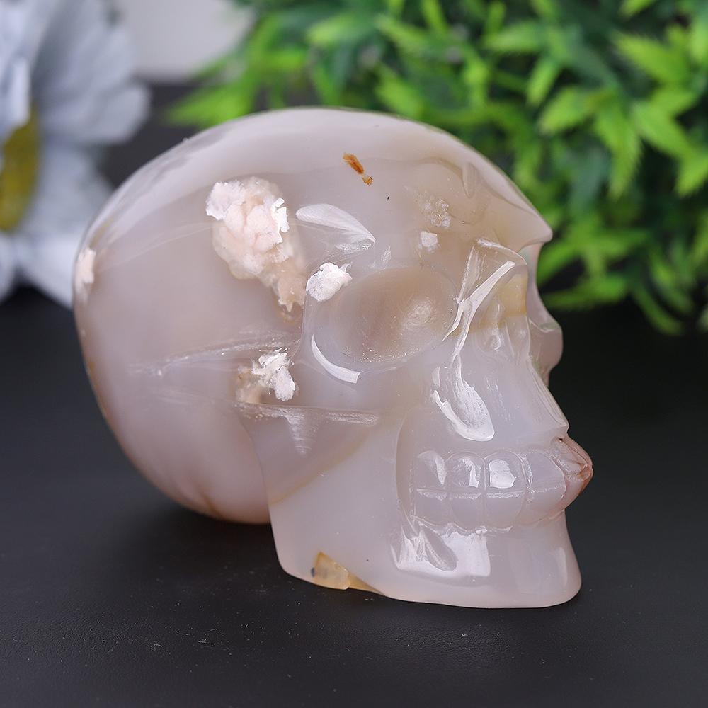 Flower Agate Crystal Skull Carvings Wholesale Crystals