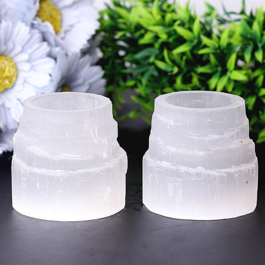 2.5" Selenite Tower Shape Candle Holder Wholesale Crystals