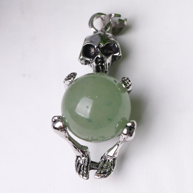Wholesale Silver Skeleton Wrapped Round Ball Crystal Pendant Wholesale Crystals