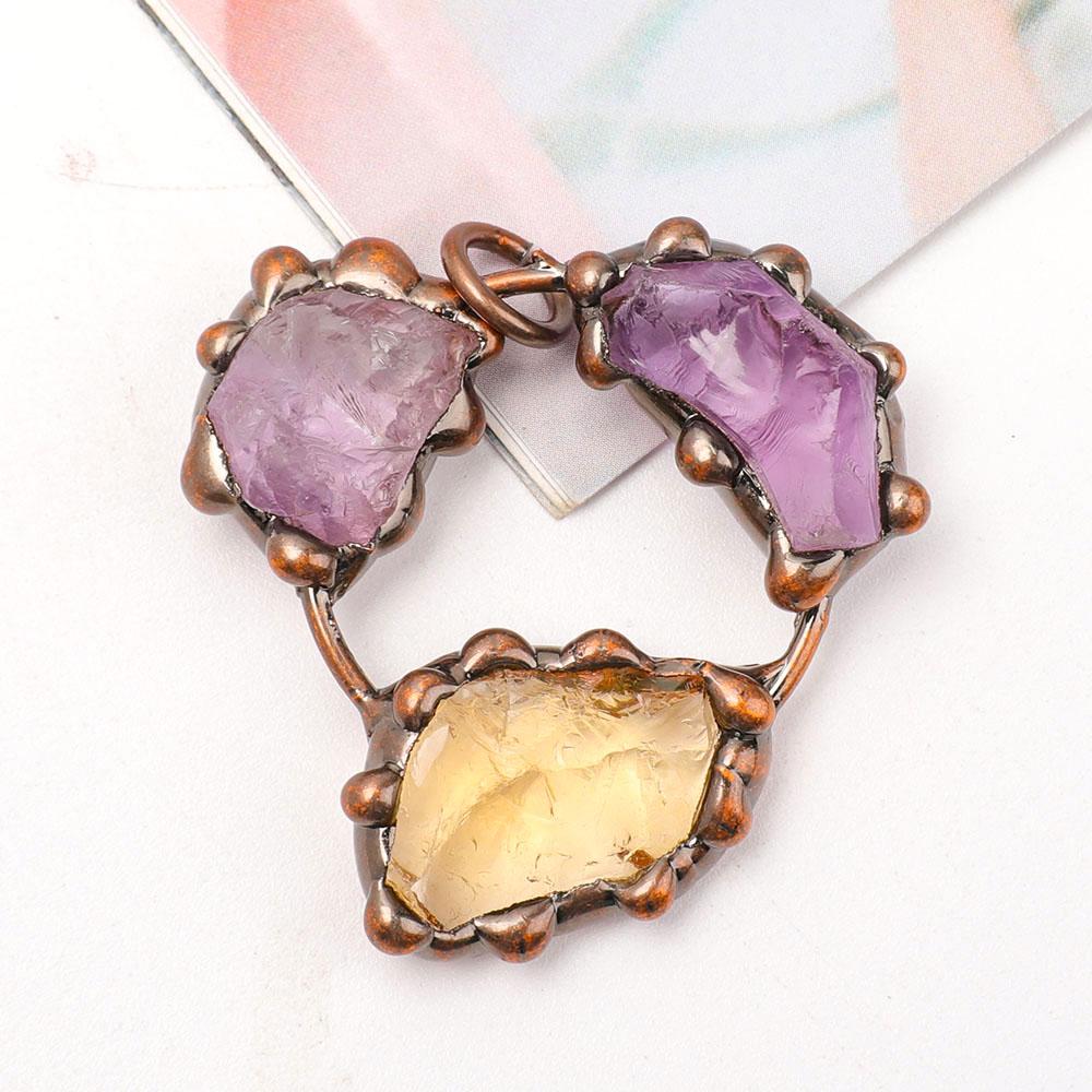 Raw Amethyst Citrine Stone Pendant Wholesale Crystals