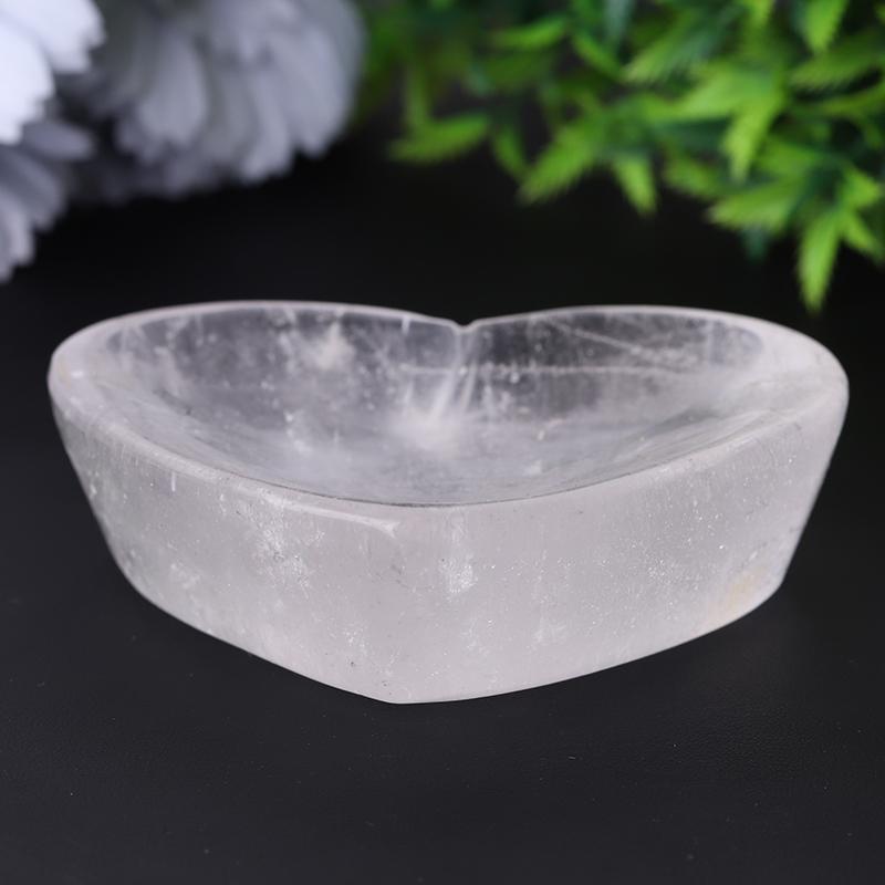 3.5" Clear Quartz Heart Shape Bowl Crystal Carvings Wholesale Crystals