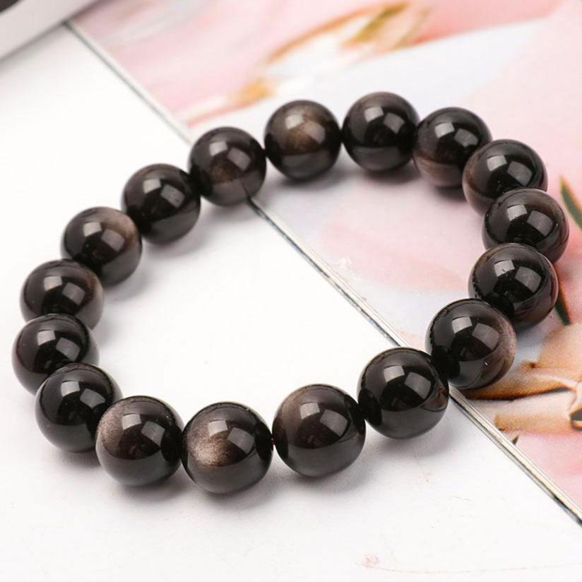 12mm Silver Obsidian Bracelet Wholesale Crystals