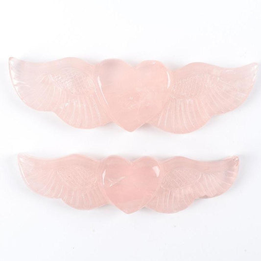 Rose Quartz Carved Heart with Wings Wholesale Crystals