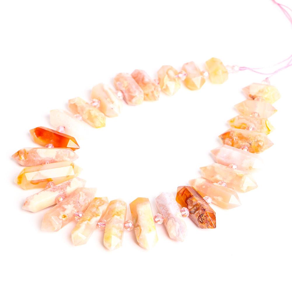 Flower Agate Crystal Point Chain String for DIY Wholesale Crystals