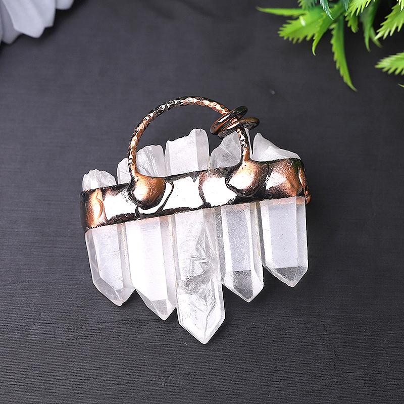 2" Clear Quartz with Green Quartz Pendant for Jewelry DIY Wholesale Crystals