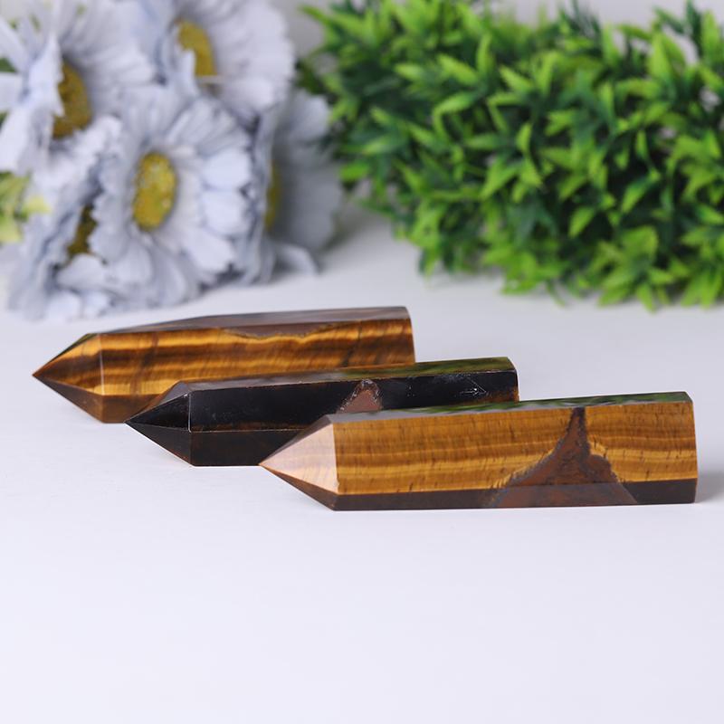 Wholesale Natural Quartz Crystal Point Reiki Gemstone Wands Crystal Tower Yellow Tiger Eye Points For Decoration Wholesale Crystals