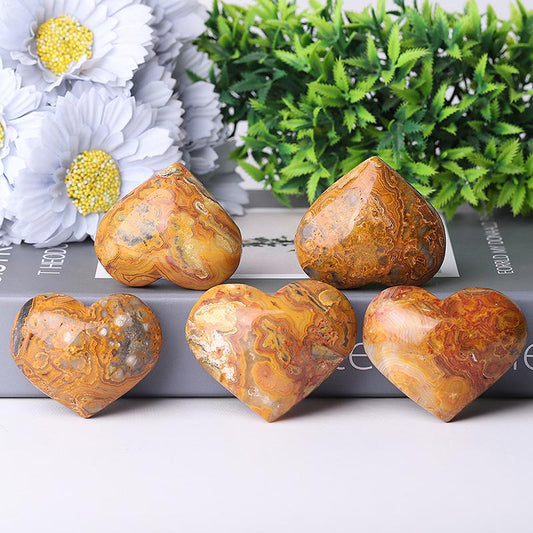 2.0-2.5" Crazy Agate Heart Shape Crystal Carving Wholesale Crystals