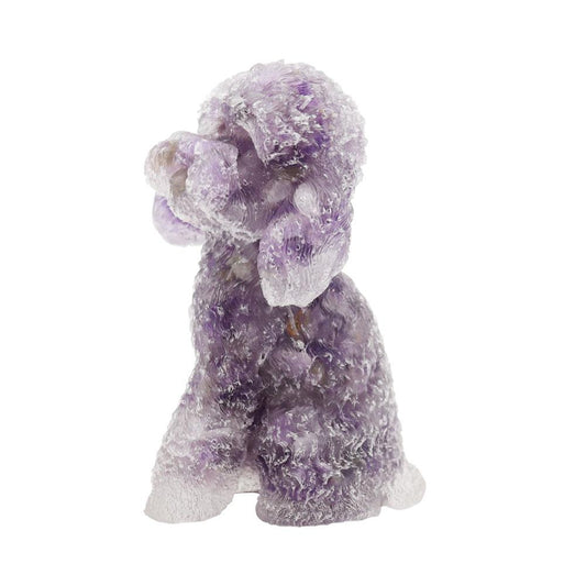 Resin Dog Figurines with Amethsyt Gravel Toy Poodle Wholesale Crystals