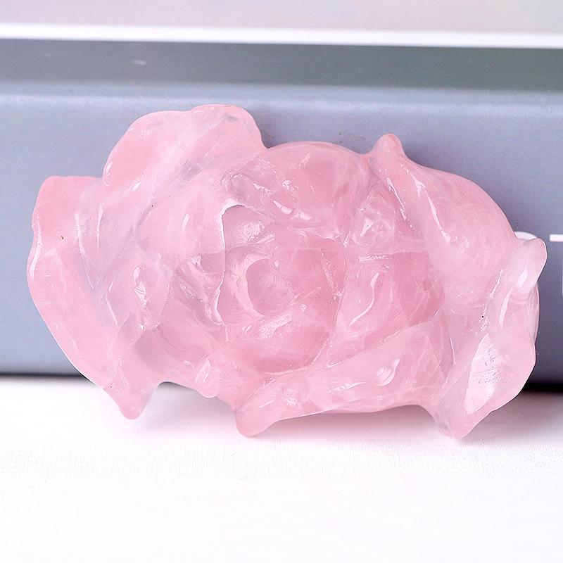 3" Rose Quartz Peony Crystal Carvings Wholesale Crystals
