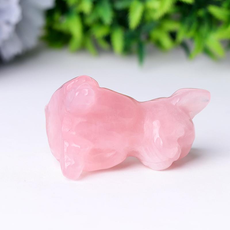 Rose Quartz Dog Crystal Carvings Wholesale Crystals