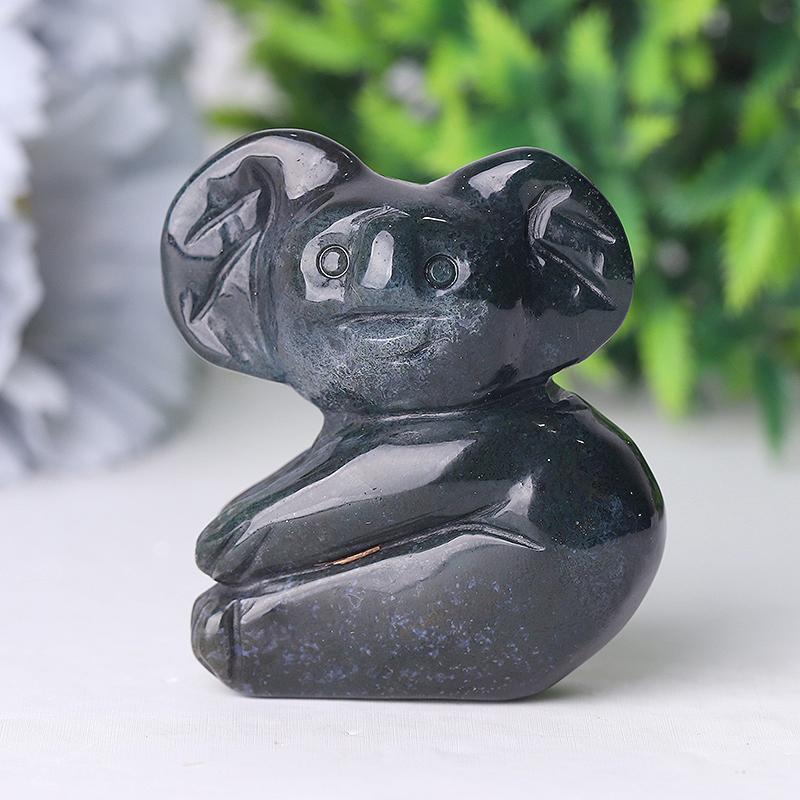 2" Moss Agate Koala Crystal Carving Wholesale Crystals