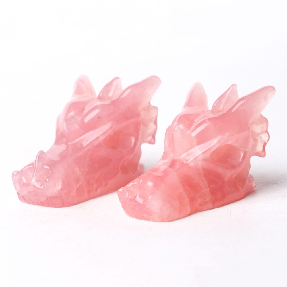 Rose Quartz Dragon Head Carving for Decoration Wholesale Crystals