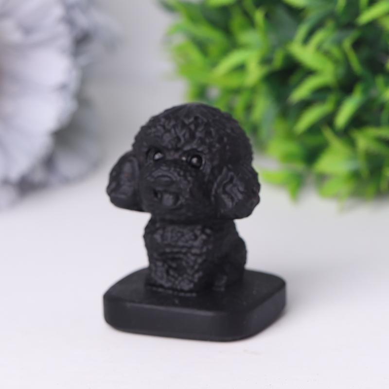 Black Obsidian Teddy Dog Crystal Carvings Wholesale Crystals