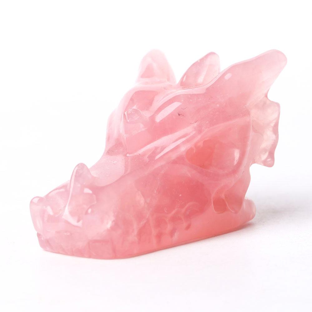 Rose Quartz Dragon Head Carving for Decoration Wholesale Crystals