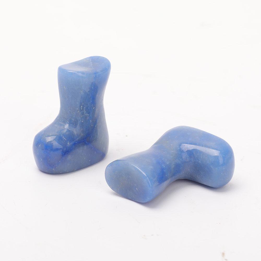 1.5" Set of 2 Blue Aventurine Boots Carvings for Christams Decor Wholesale Crystals