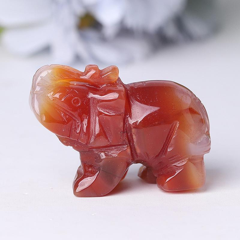 2" Wholesale Natural High Quality Beautiful Hand Carved Carnelian Elephant Crystal Figurine For Decoration Wholesale Crystals