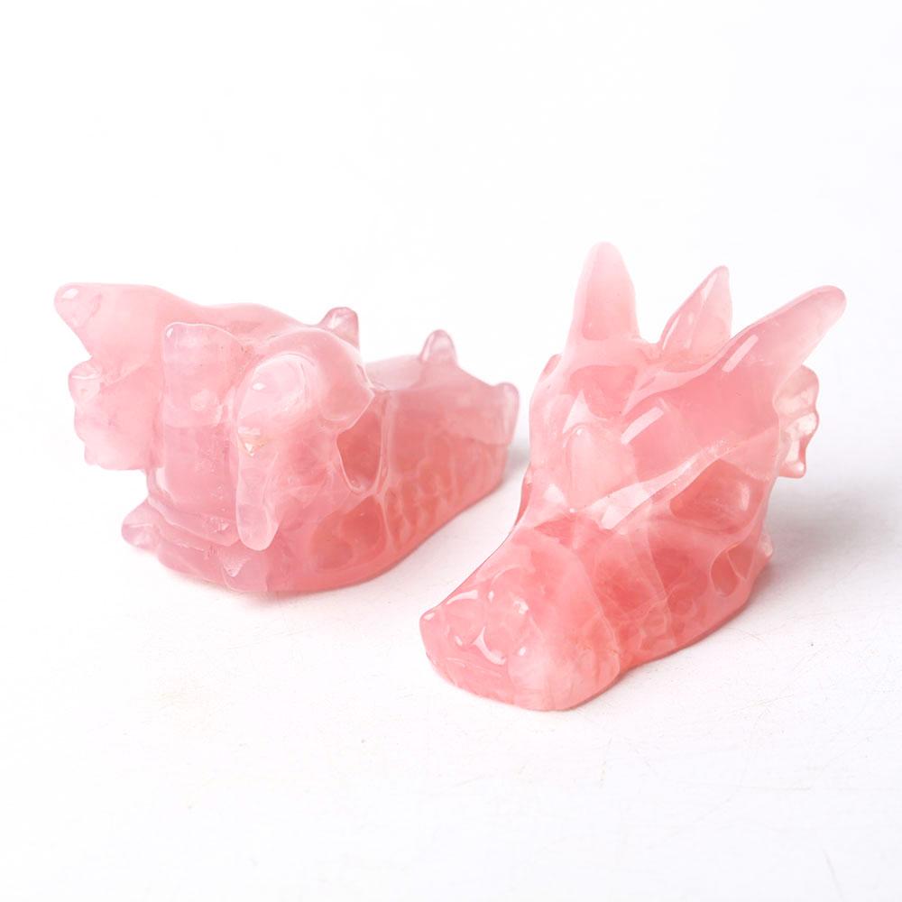 Rose Quartz Dragon Head Carving for Decoration Wholesale Crystals