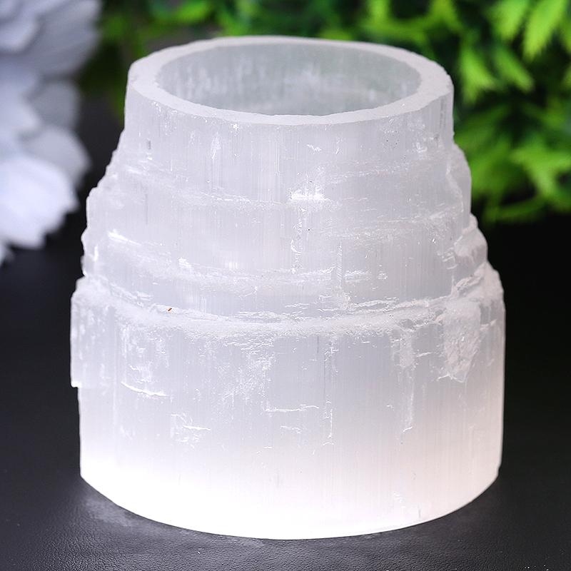 2.5" Selenite Tower Shape Candle Holder Wholesale Crystals