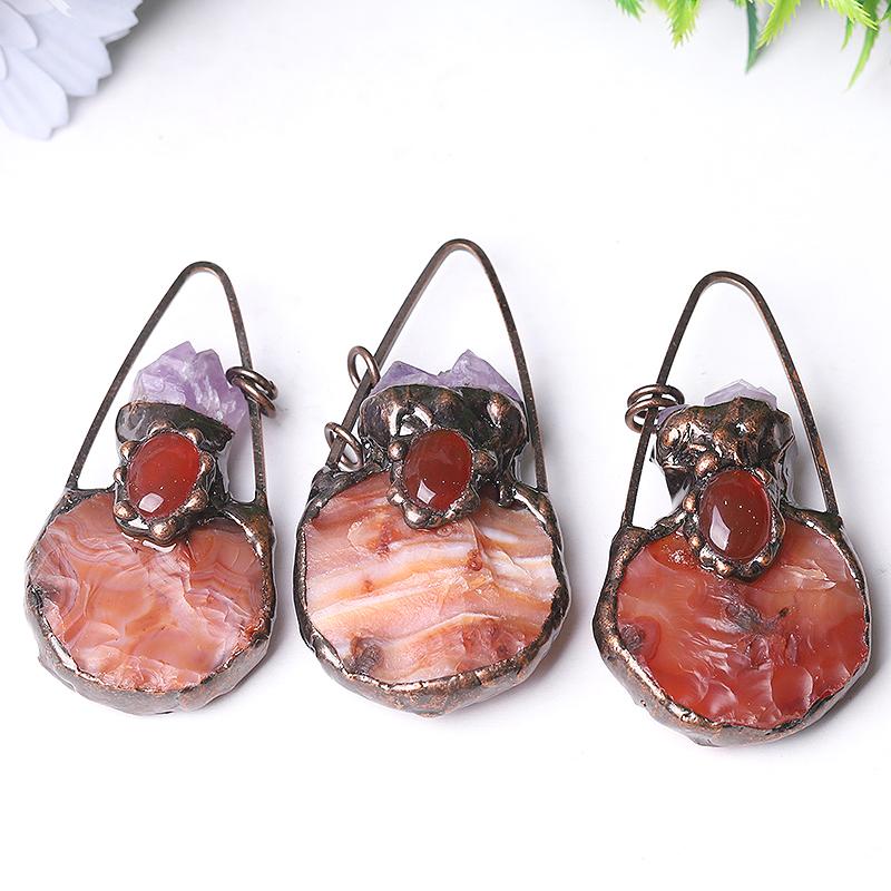 3" Carnelian Amethyst Pendant for Jewelry DIY Wholesale Crystals