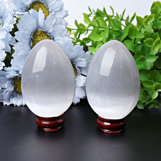 2.5" Selenite Egg Palm Stone Wholesale Crystals