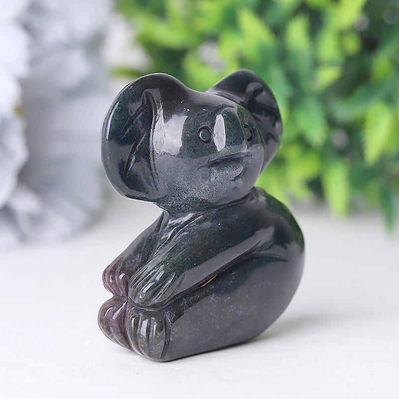 2" Moss Agate Koala Crystal Carving Wholesale Crystals