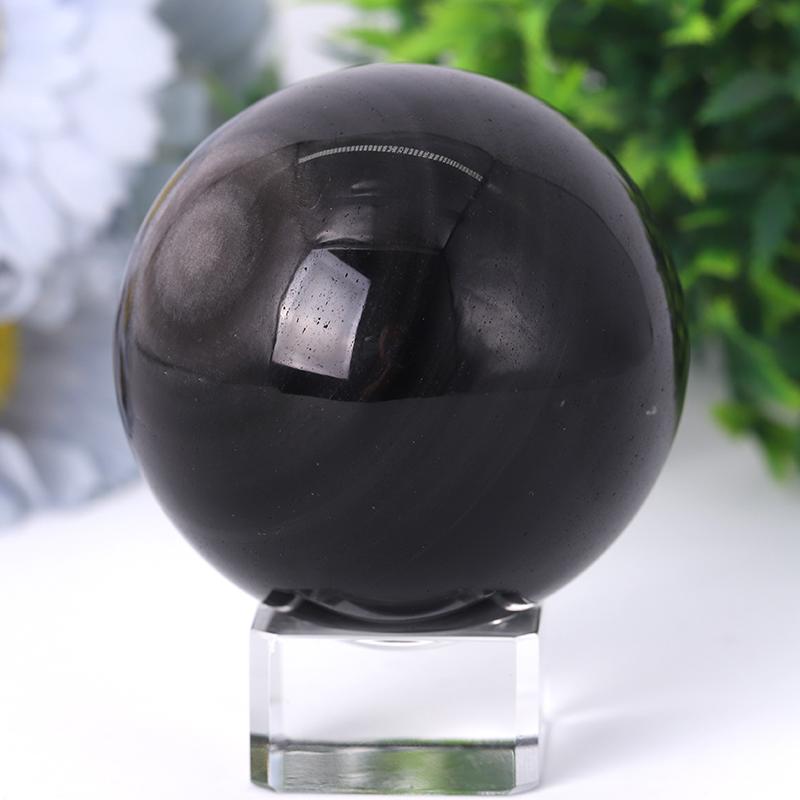 2.0"-4.5" Silver Obsidian Sphere Wholesale Crystals