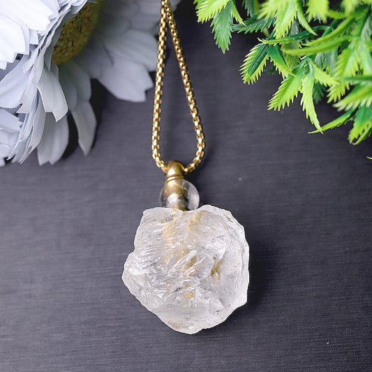 Raw Clear Quartz Perfume Bottle Necklace DIY Wholesale Crystals