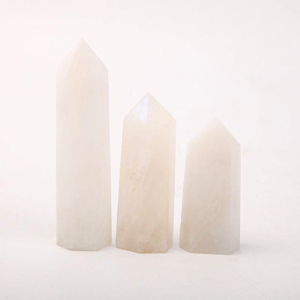 Set of 3 White Moonstone Points Wholesale Crystals