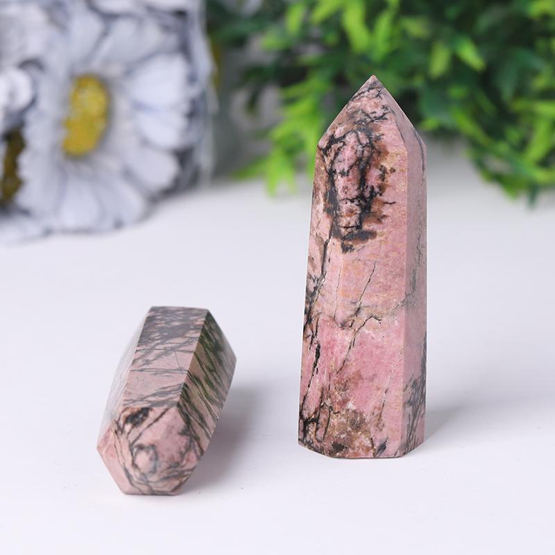 Natural Rhodonite Points Healing Tower Wholesale Crystals