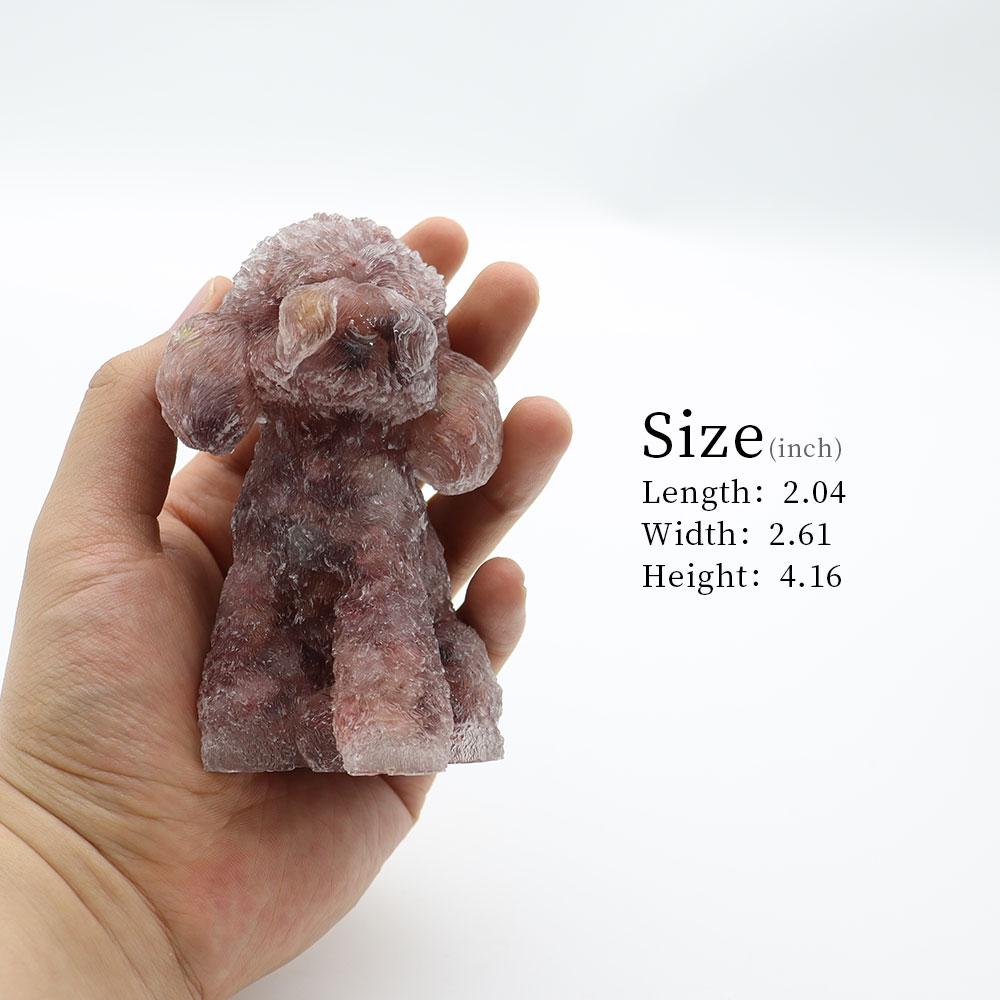 Resin Dog Figurines with Strawberry Gravel Toy Poodle for Kids Gifts Wholesale Crystals