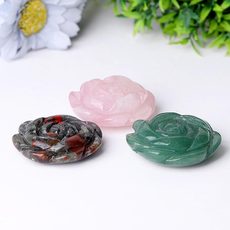 2" Rose Flower Crystal Carvings Wholesale Crystals