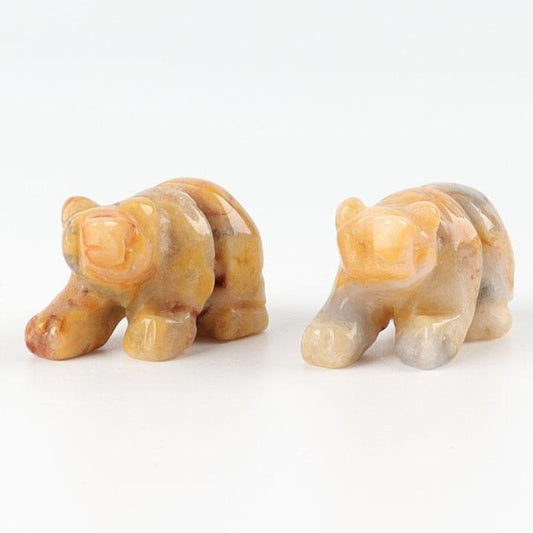 Mini Crazy Agate Bear Carvings Wholesale Crystals