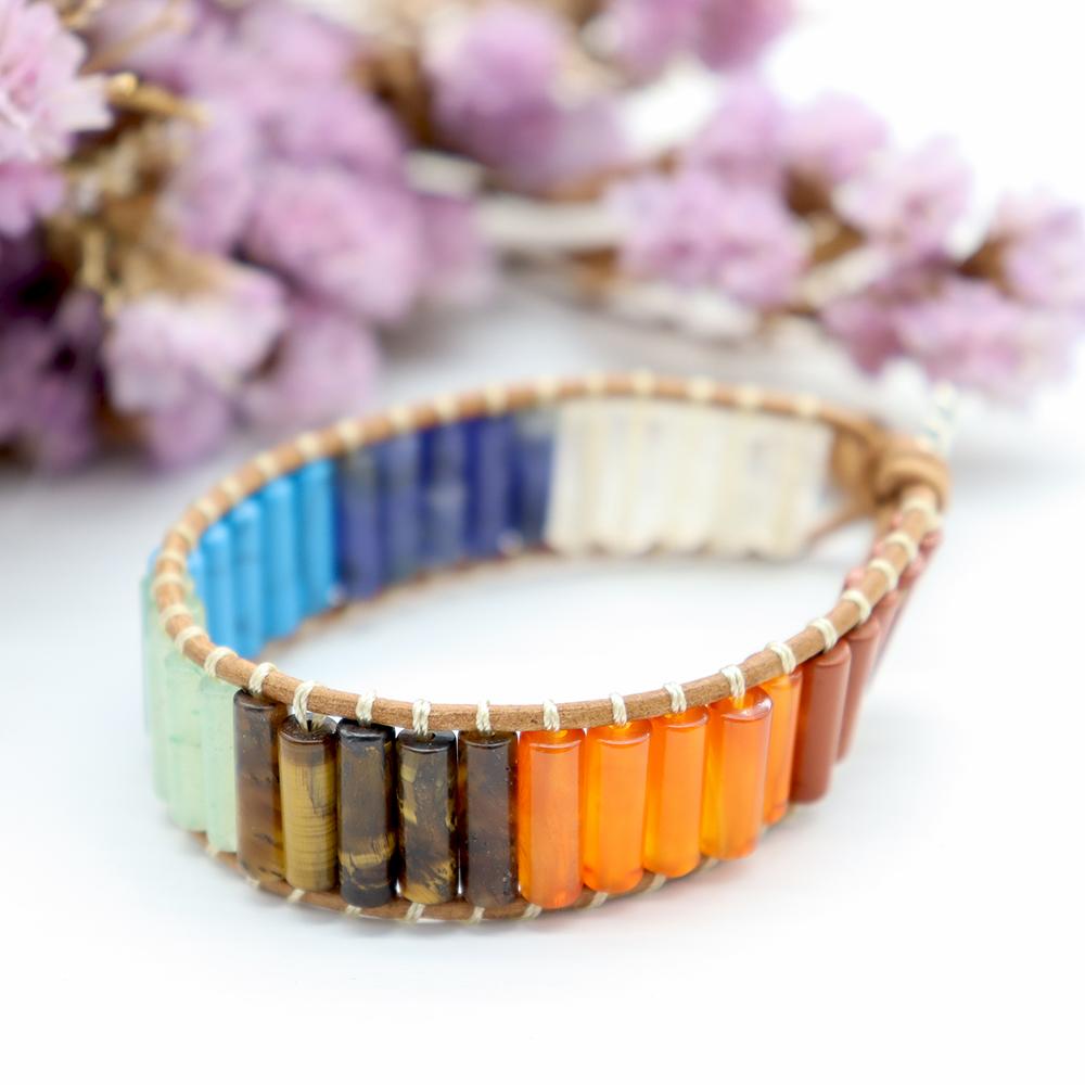 Boho Handmade Natural Crystal Healing 7 Chakra Bracelets Wholesale Crystals