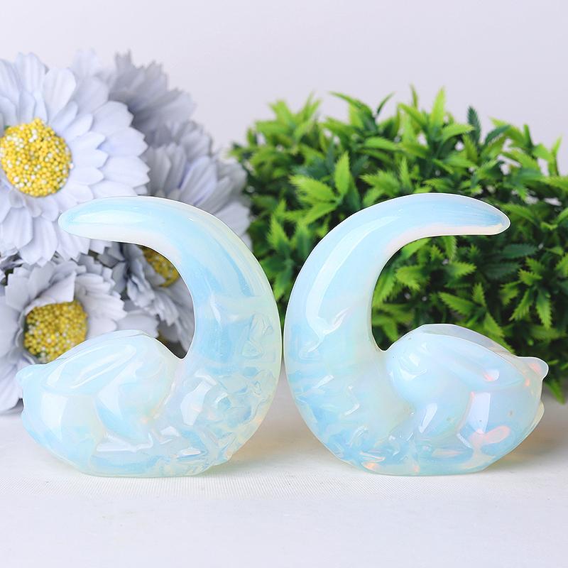 3" Opalite Moon with Rabbit Crystal Carvings Wholesale Crystals