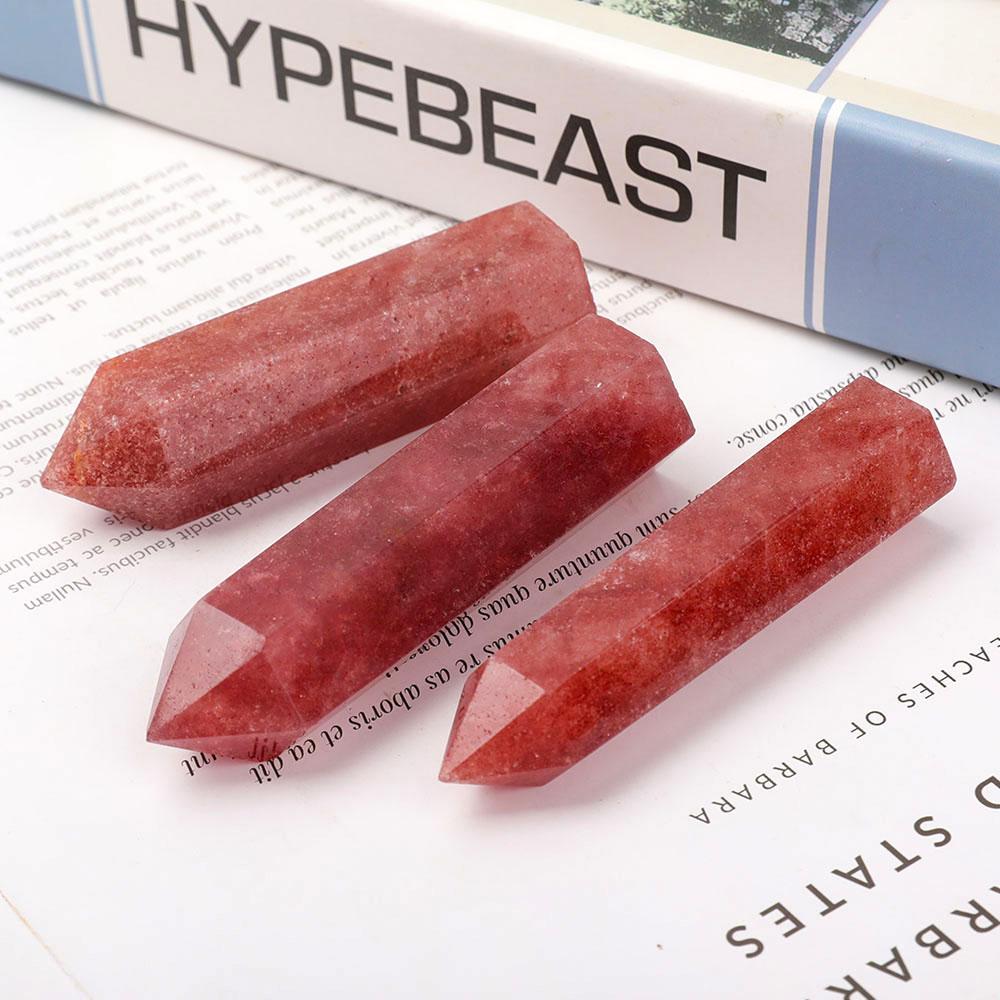 Set of 3 Strawberry Quartz Points Wholesale Crystals