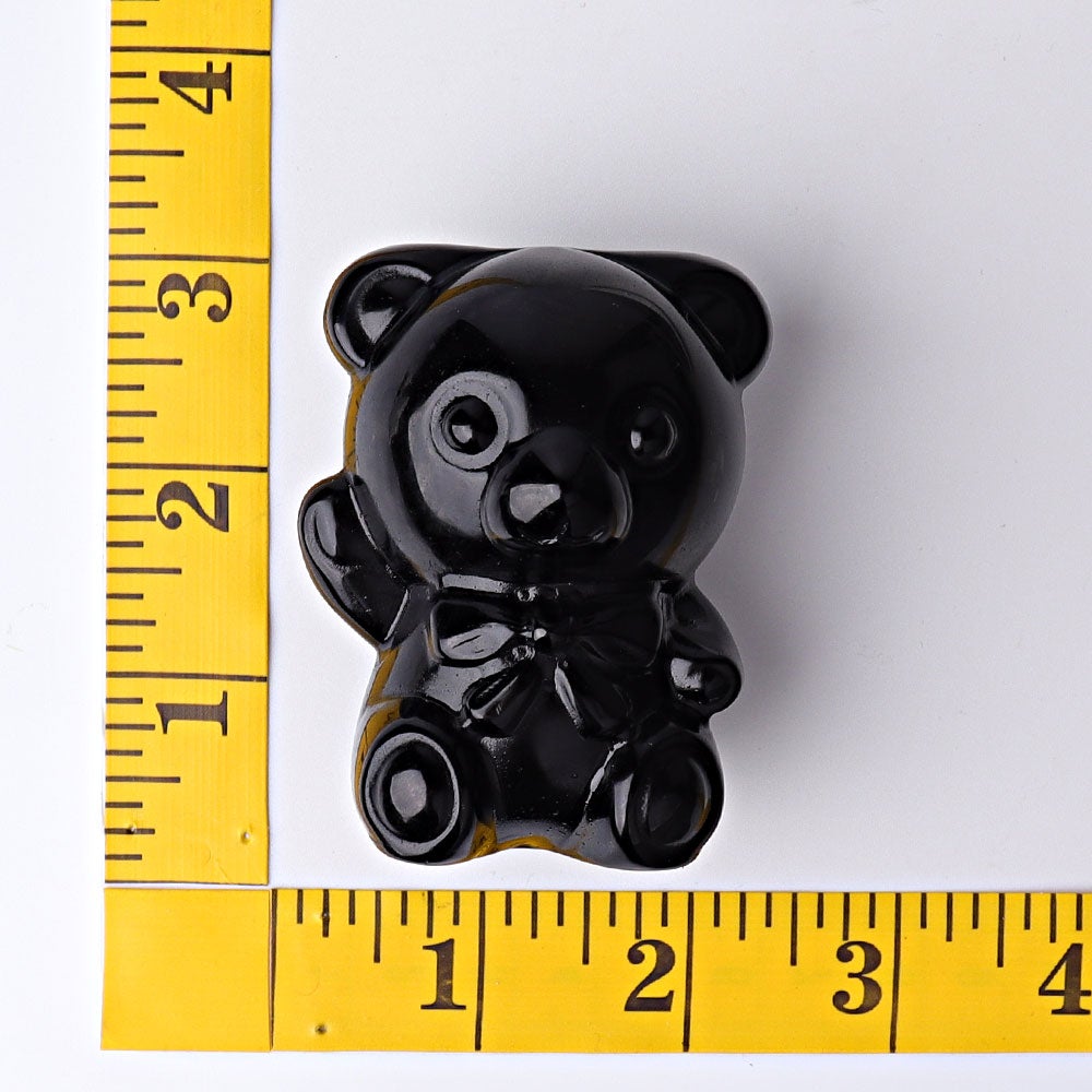 2.7" Black Obsidian Toy Bear Crystal Carvings Wholesale Crystals