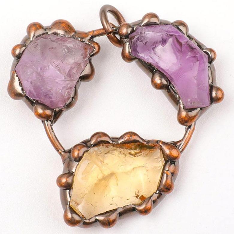 Raw Amethyst Citrine Stone Pendant Wholesale Crystals