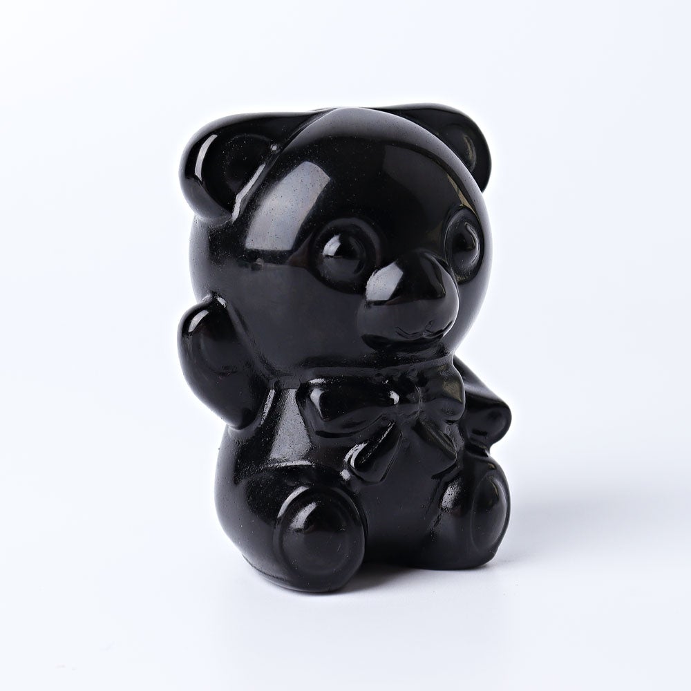 2.7" Black Obsidian Toy Bear Crystal Carvings Wholesale Crystals