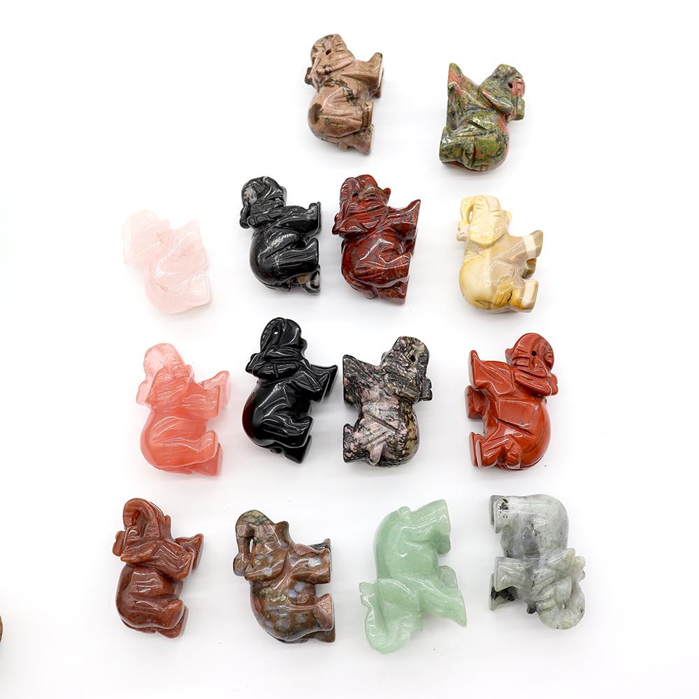 Carved Healing Crystals Gemstones Elephant Statue Figurine Wholesale Crystals