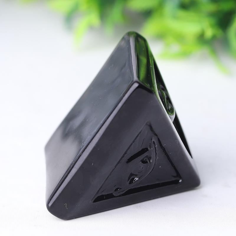 1.6" Black Obsidian Pyramid Crystal Carvings Wholesale Crystals