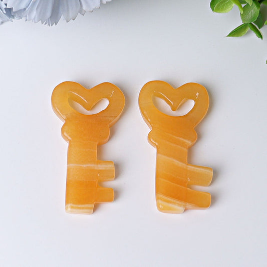 2.3" Orange Calcite Heart Key Crystal Carvings Wholesale Crystals