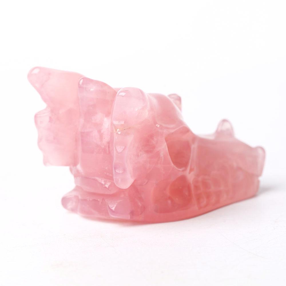 Rose Quartz Dragon Head Carving for Decoration Wholesale Crystals